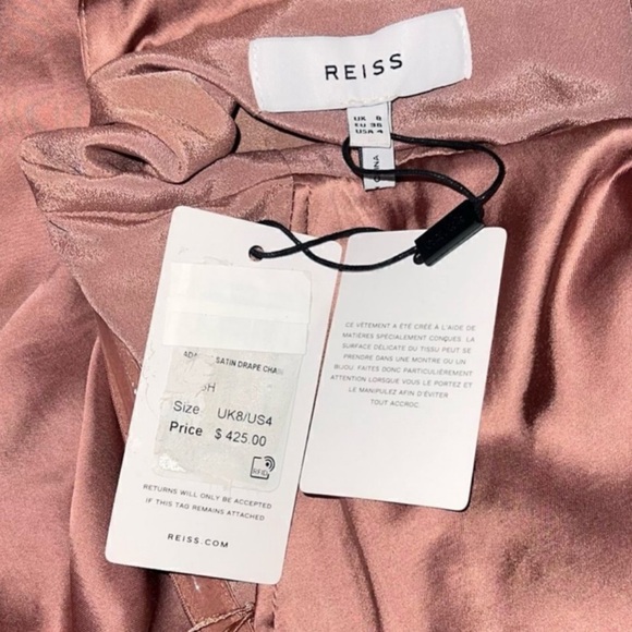 Reiss Adaline Satin Crepe Open Back Asymmetrical Chain Detail Cocktail Dress NEW - Picture 15 of 16